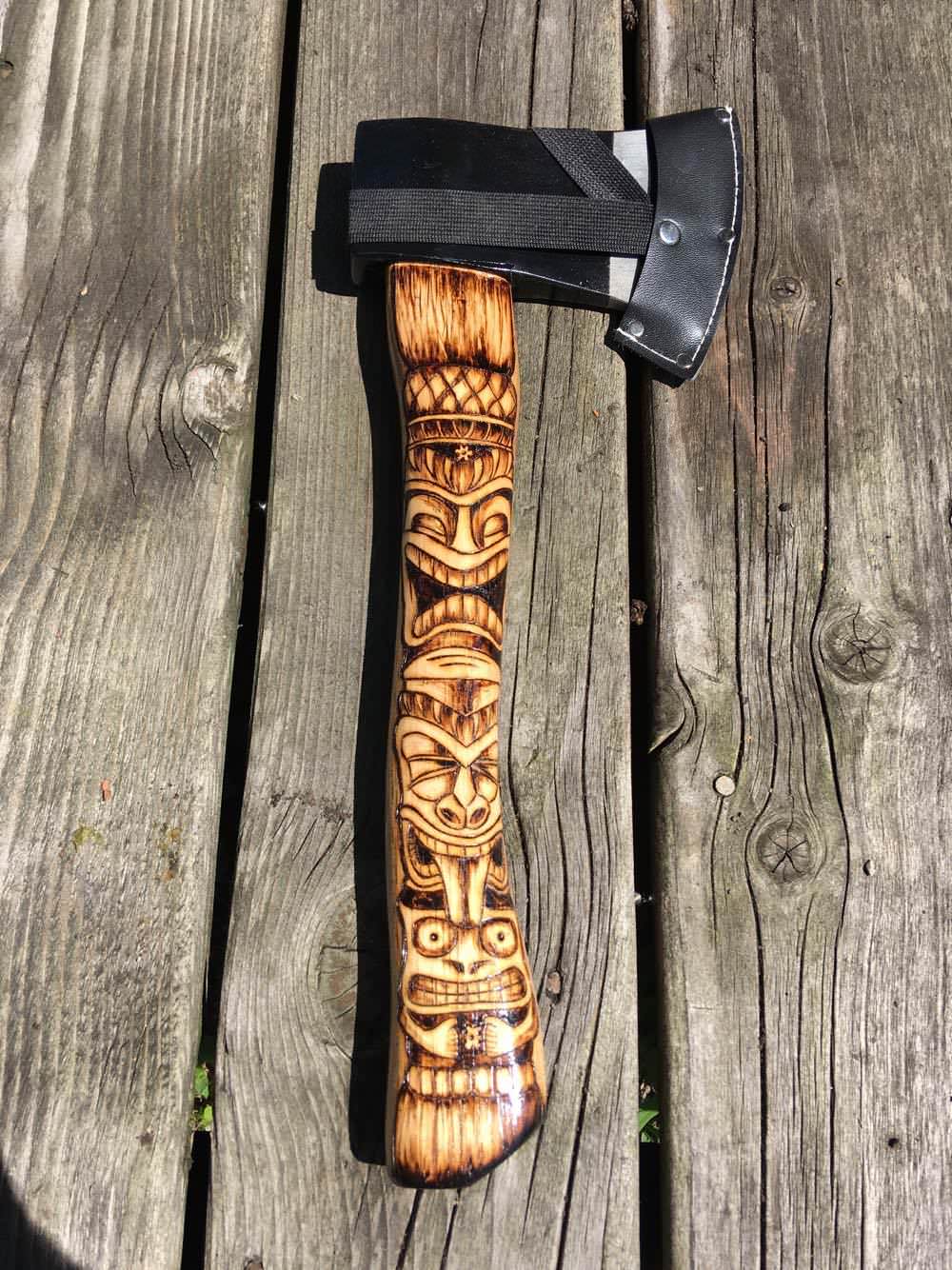 wood burned tiki