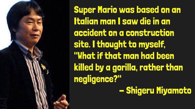 pixelated boat mario - Super Mario was based on an Italian man I saw die in an accident on a construction site. I thought to myself, "What if that man had been killed by a gorilla, rather than negligence?" Shigeru Miyamoto