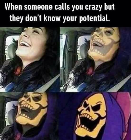 Skeletor morph meme about how crazy you really are.