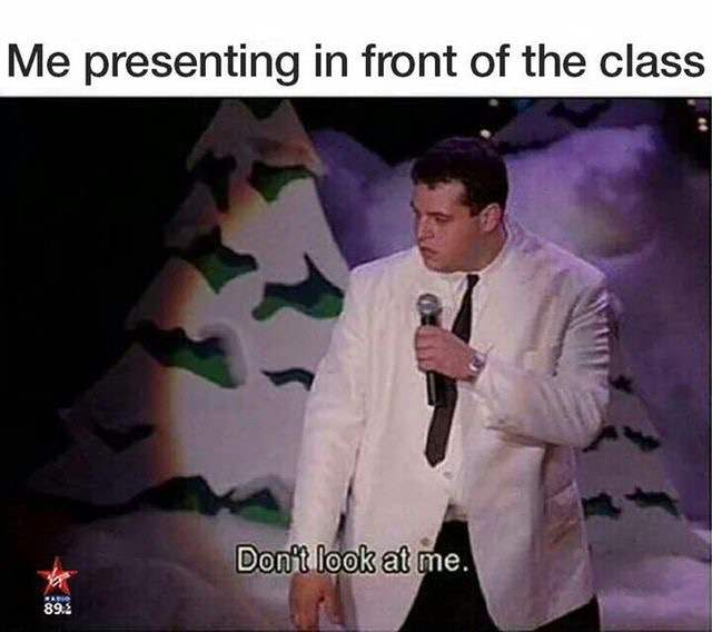 presenting in front of class meme - Me presenting in front of the class Don't look at me.