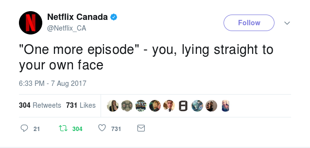 richard spencer twitter - Netflix Canada "One more episode" you, lying straight to your own face 304 731 0 96 21 27 304 731 0