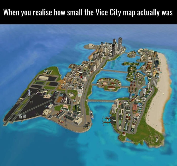 vice city map - When you realise how small the Vice City map actually was