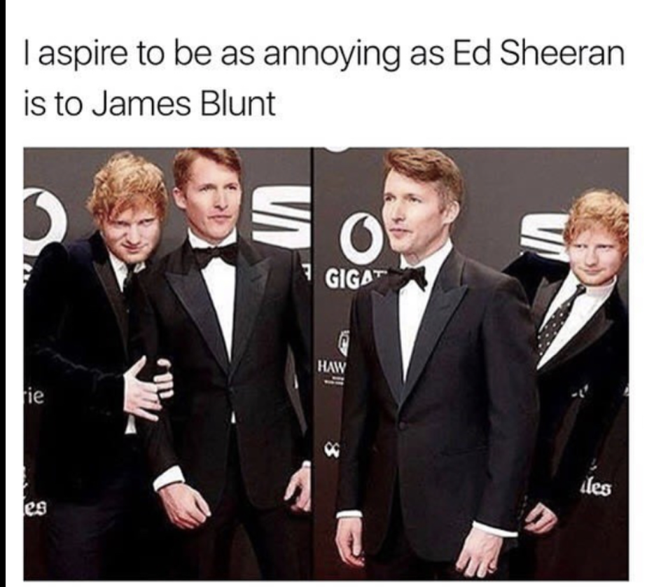 you re the annoying friend - I aspire to be as annoying as Ed Sheeran is to James Blunt Gigat Haw les