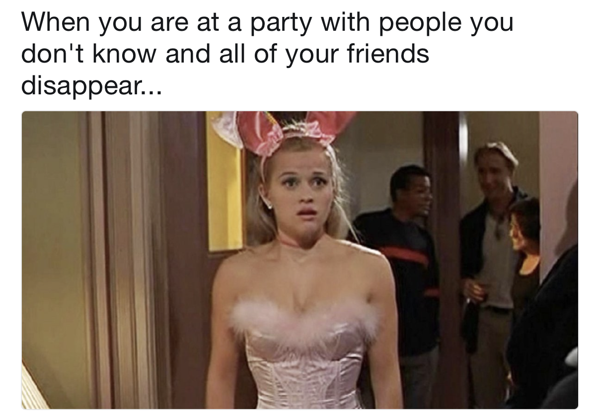 elle woods bunny costume - When you are at a party with people you don't know and all of your friends disappear...