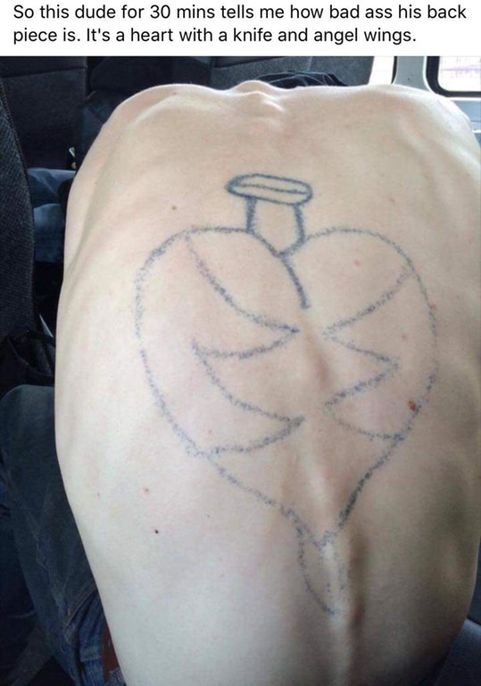 Crappy tattoo on someone's back