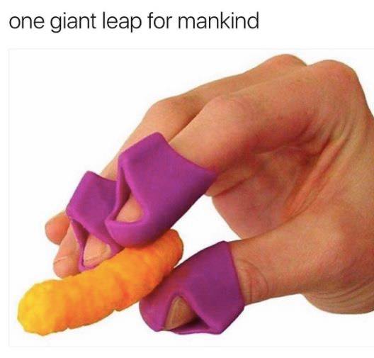 cheetos finger covers - one giant leap for mankind