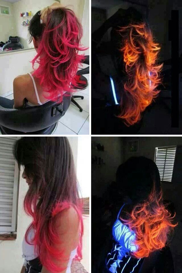 Girl has hair that looks like fire in the right light.