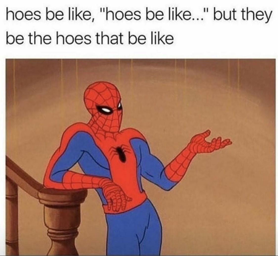 hoes be like hoes be like - hoes be , "hoes be ..." but they be the hoes that be