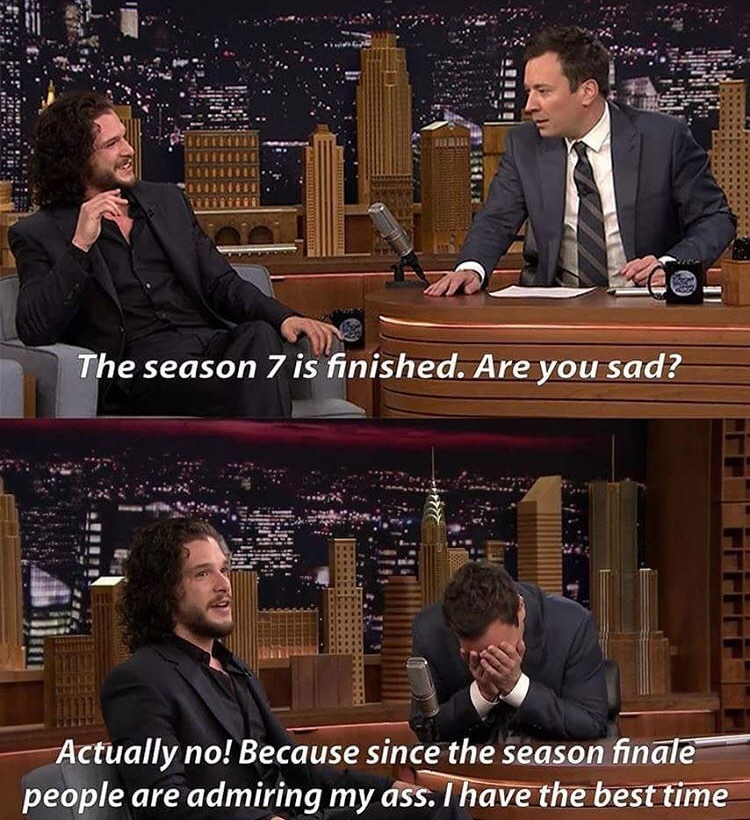 Kit Harrington on Jimmy Fallon saying how much fun he has been having since Season 7 came out.