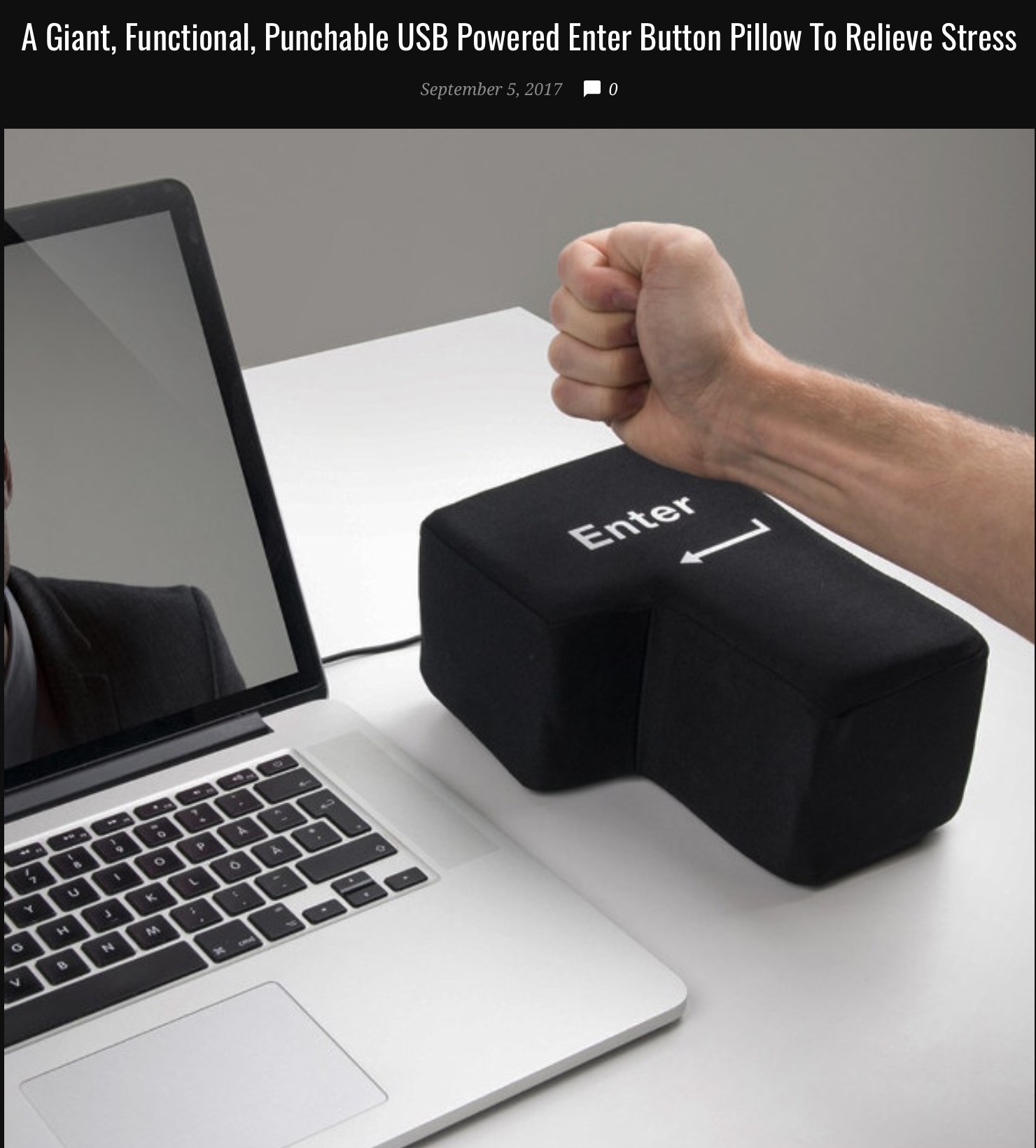Massive ENTER button stress pillow to punch on your desk.