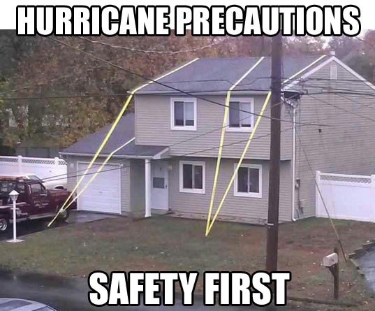 Hurricane precaution of tying down the whole house as safety first