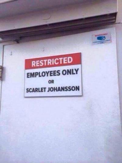 authorized personnel or scarlett johansson - Restricted Employees Only Or Scarlet Johansson