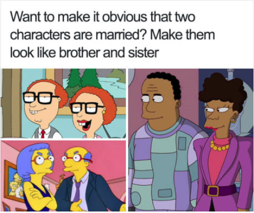 cartoon logic - Want to make it obvious that two characters are married? Make them look brother and sister Od