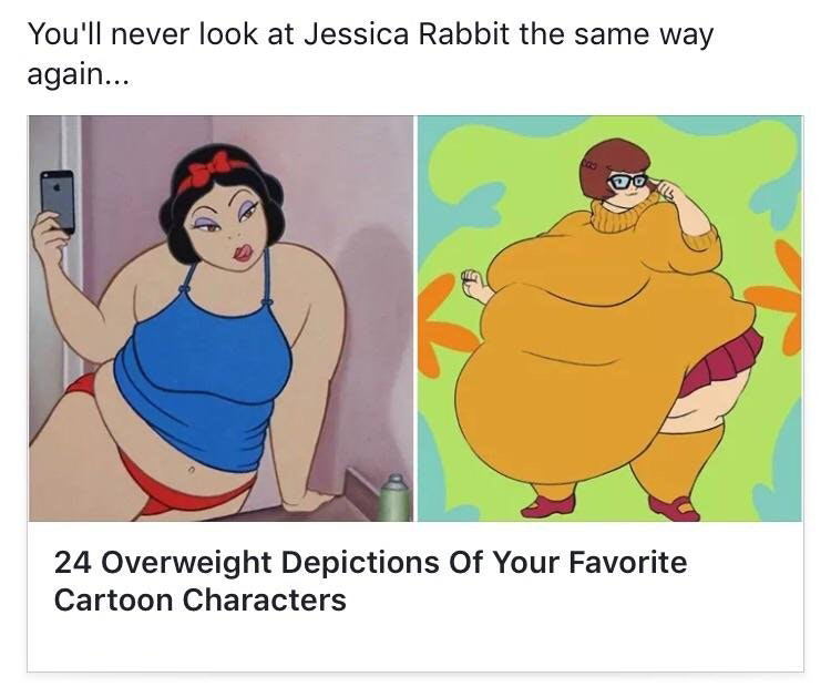 Overweight depictions of cartoon characters