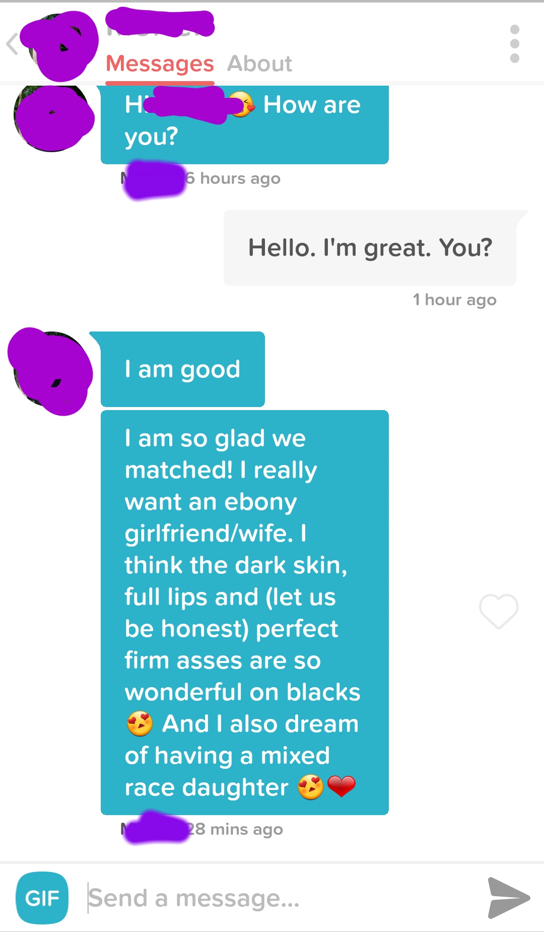 Cringe post of someone who was matched with a black woman and goes on an ebony rant.