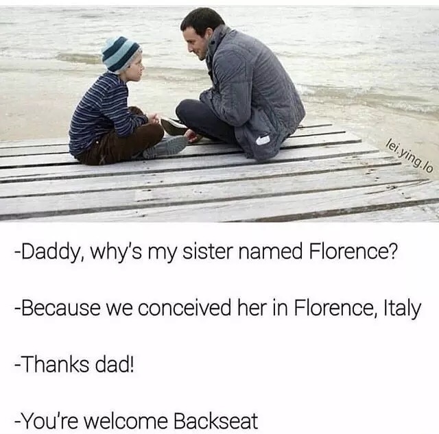 funny meme of father and son talk about his name.