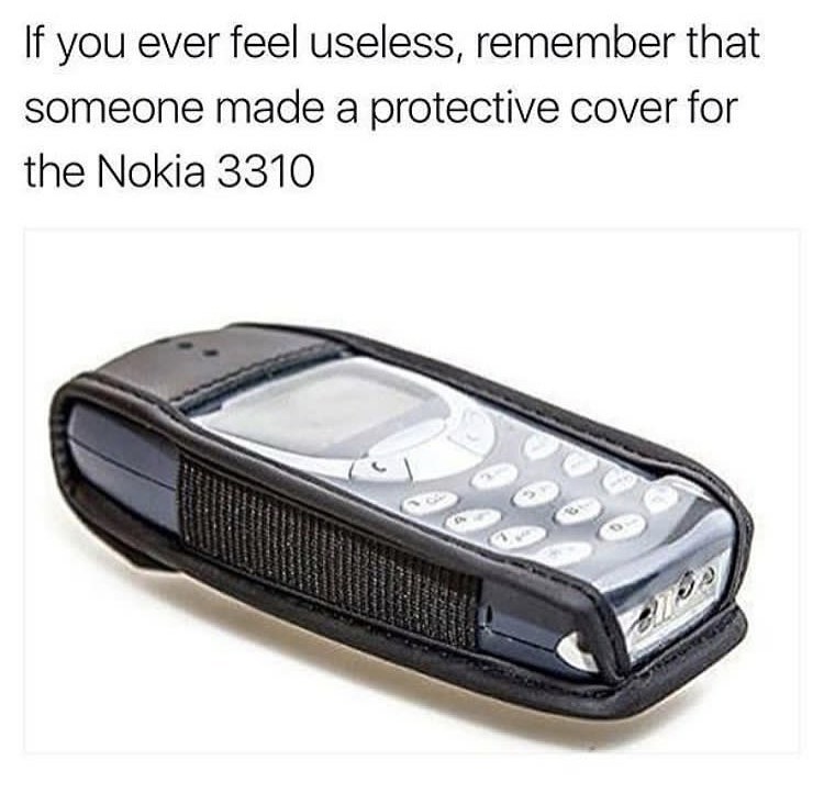 Useless meme about a protective cover for Nokia 3310