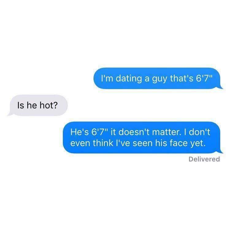 DM meme between girls about a guy who is so tall