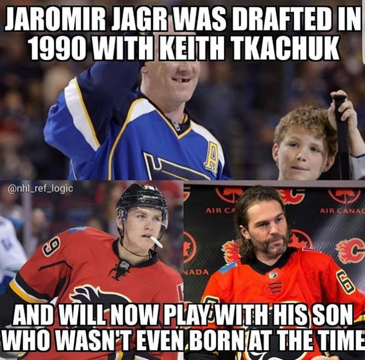 team sport - Jaromir Jagr Was Drafted In 1990 With Keith Tkachuk Airca Air Canal Nada And Will Now Play With His Son Who Wasn'T Even Born At The Time