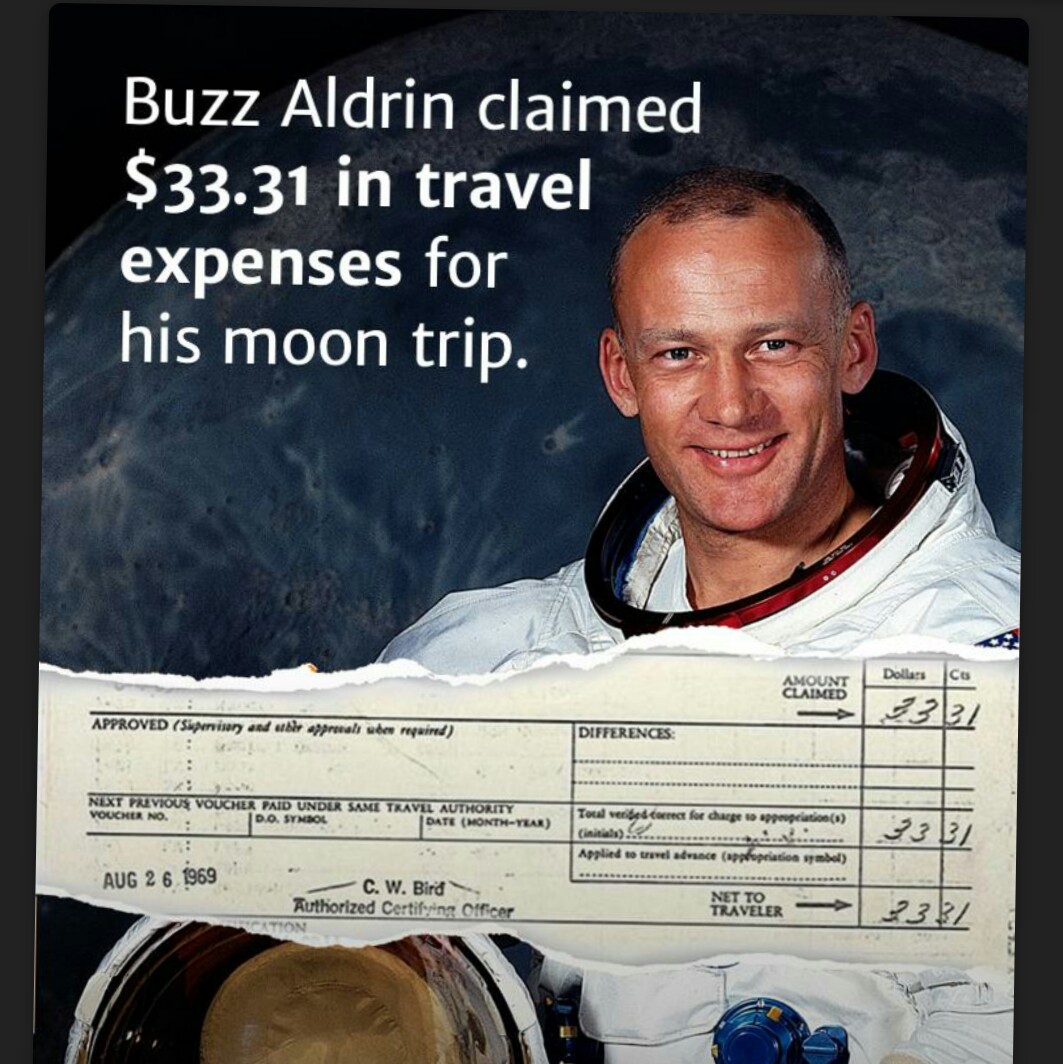 buzz aldrin - Buzz Aldrin claimed $33.31 in travel expenses for his moon trip. Dollars Co Amount Claimed Approved S In and we provals we required Differences Next Previous Voucher Paid Under Same Travel Authority Voucher No.. D.O. Symbol I Date MonthYear 