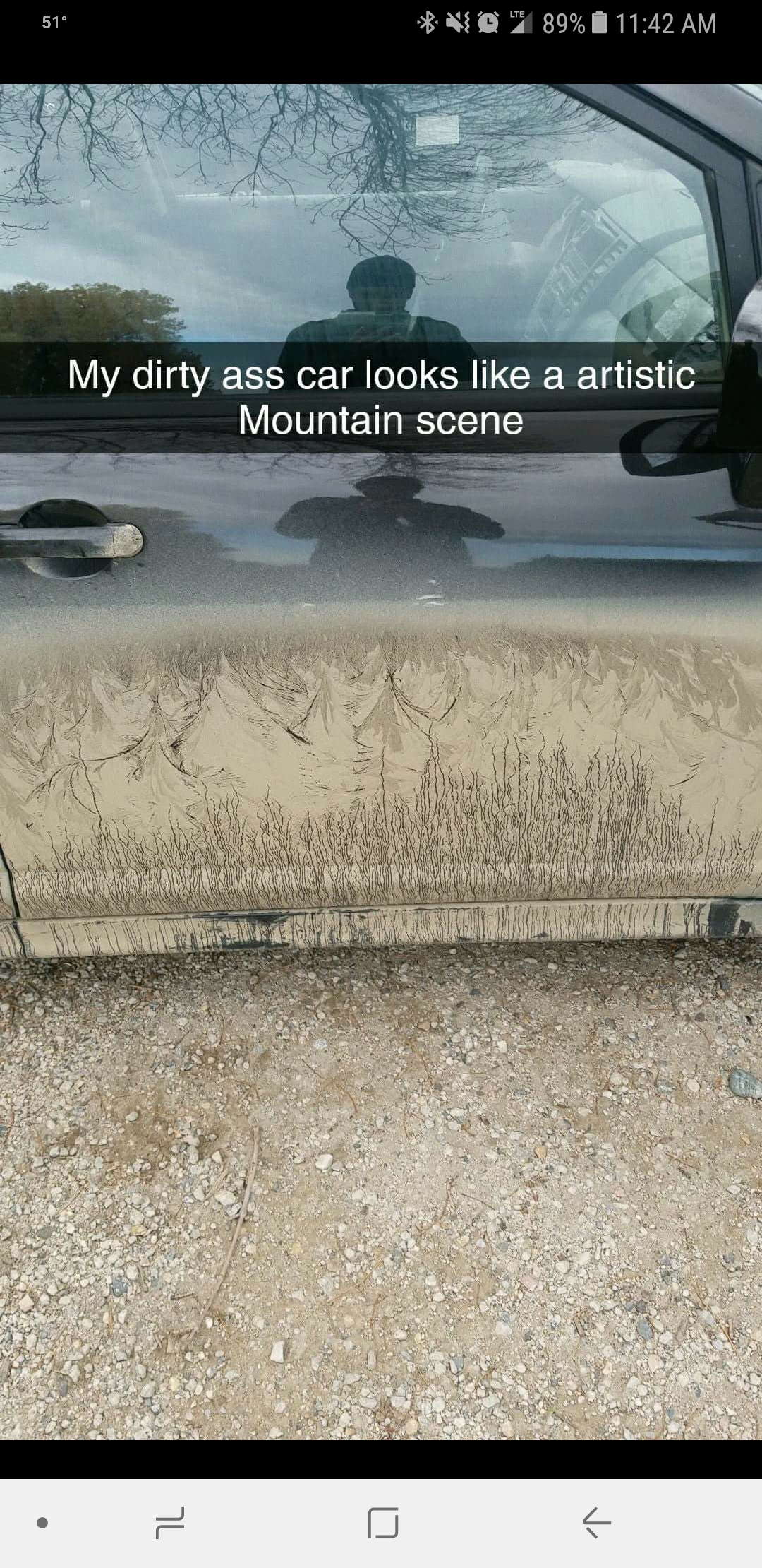 Artist - 89% My dirty ass car looks a artistic Mountain scene