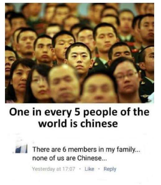 crowd of chinese people - One in every 5 people of the world is chinese There are 6 members in my family... none of us are Chinese... Yesterday at