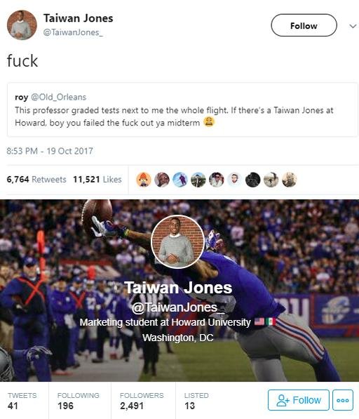 odell beckham jr catches - Taiwan Jones TaiwanJones fuck roy This professor graded tests next to me the whole flight. If there's a Taiwan Jones at Howard, boy you failed the fuck out ya midterm 6,764 11,521 Taiwan Jones @ TaiwanJones Marketing student at 