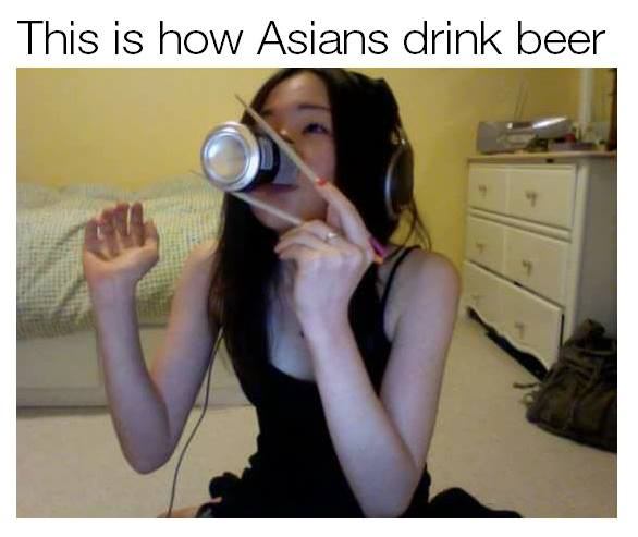 asian girl drinking beer - This is how Asians drink beer