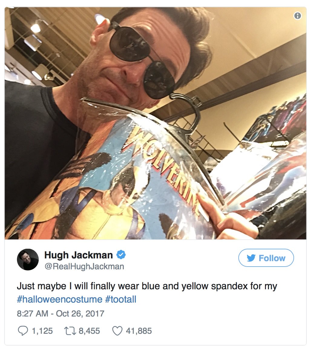 hugh jackman wolverine costume - Hugh Jackman Just maybe I will finally wear blue and yellow spandex for my 9 1,125 228,455 41,885