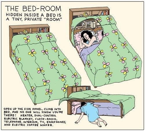 bed inside a bed - The BedRoom Hidden Inside A Bed Is A Tiny, Private "Room" & Bedre Open Up The Side Panel, Climb Into Bed, And No One Will Know You Re There! Heater, DualControl Electric Blanket, ClockRadio, Telephone, Intercom, Tv, Earphones, And Elect