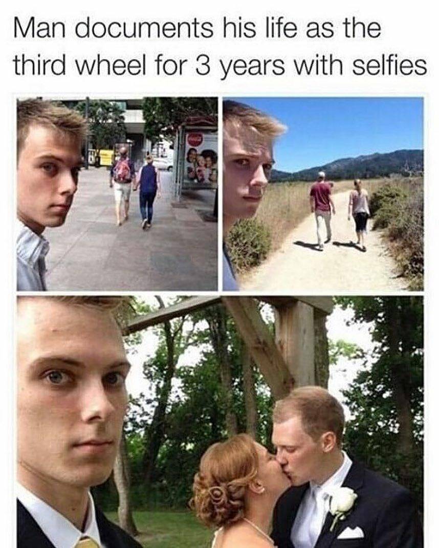 meme third wheel - Man documents his life as the third wheel for 3 years with selfies