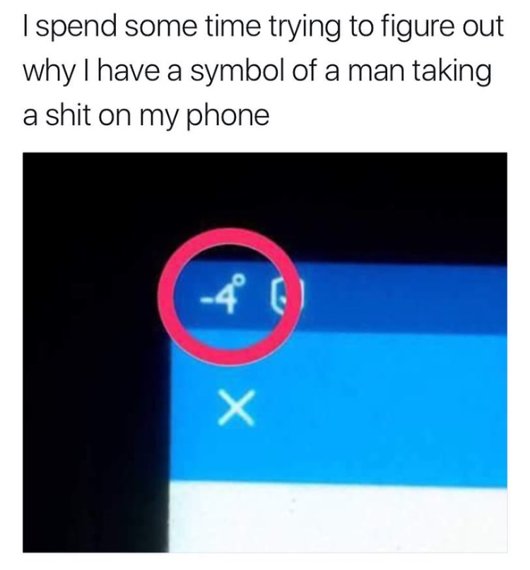 angle - I spend some time trying to figure out why I have a symbol of a man taking a shit on my phone