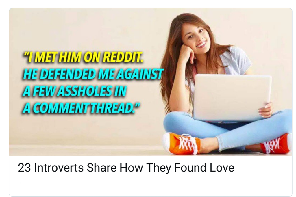 cringe "Imet Him On Reddit He Defended Me Against A Few Assholes In A Comment Thread 23 Introverts How They Found Love