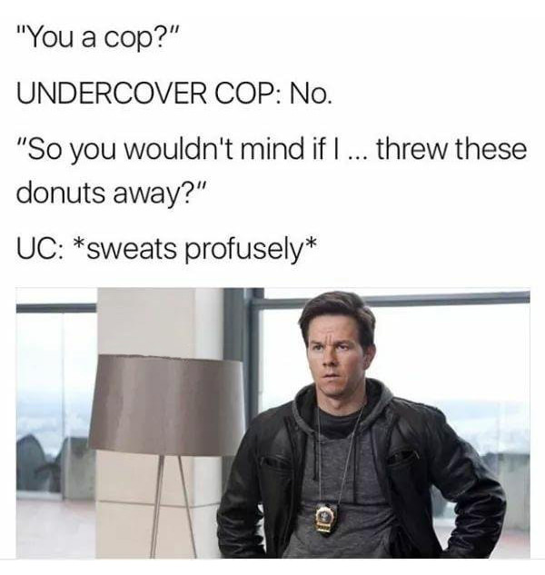mark wahlberg other guys - "You a cop?" Undercover Cop No. "So you wouldn't mind if I ... threw these donuts away?" Uc sweats profusely