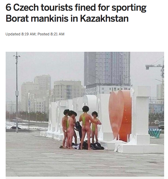 kazakhstan mankini - 6 Czech tourists fined for sporting Borat mankinis in Kazakhstan Updated ; Posted