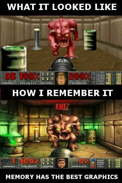 doom 2 - What It Looked Ammo | Health Abmsi B Bmor '95 100% 100% How I Remember It Exit Mo Memory Has The Best Graphics