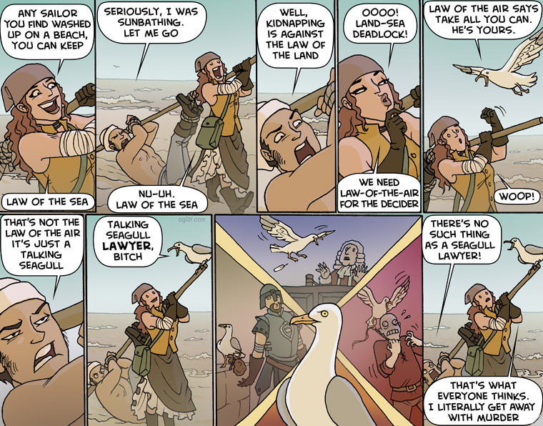 oglaf funny - Any Sailor You Find Washed Up On A Beach, You Can Keep Seriously, I Was Sunbathing. Let Me Go Well, Kidnapping Is Against The Law Of The Land 0000! LandSea Deadlock! Law Of The Air Says Take All You Can. He'S Yours. We Need LawOfTheAir For T
