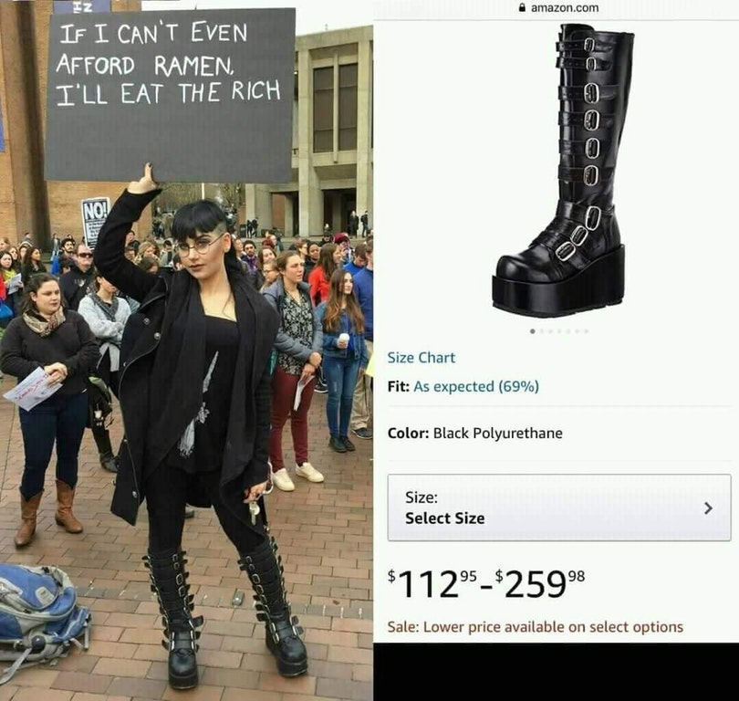 eat the rich protester - .amazon.com Iz L If I Can'T Even Afford Ramen, I'Ll Eat The Rich O 0039 Ppt Size Chart Fit As expected 69% Color Black Polyurethane Size Select Size $11295 $25998 Sale Lower price available on select options