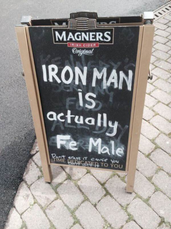 iron man puns - Magners Irish Cider Original Iron Man Fis actually Fe Male