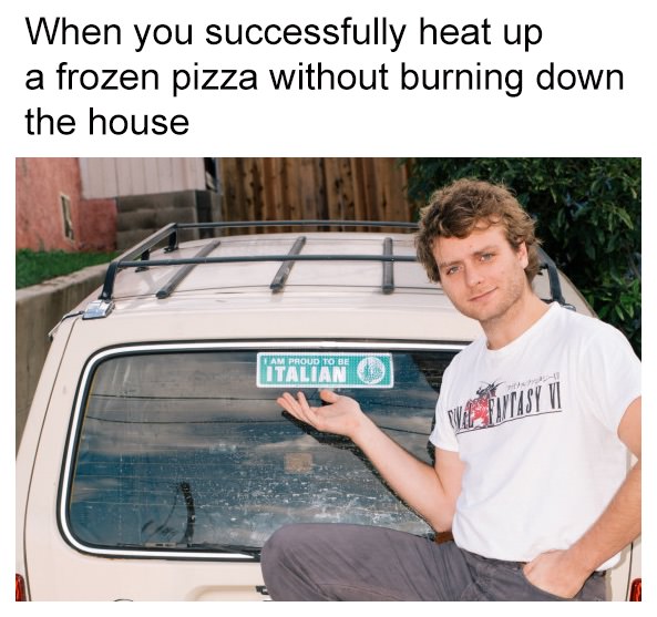 mac demarco italian meme - When you successfully heat up a frozen pizza without burning down the house Italiano