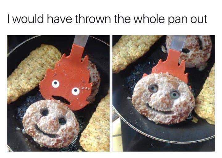 howl's moving castle calcifer spatula - I would have thrown the whole pan out