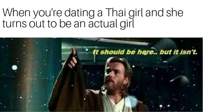 thai girl memes - When you're dating a Thai girl and she turns out to be an actual girl It should be here.. but it isn't.