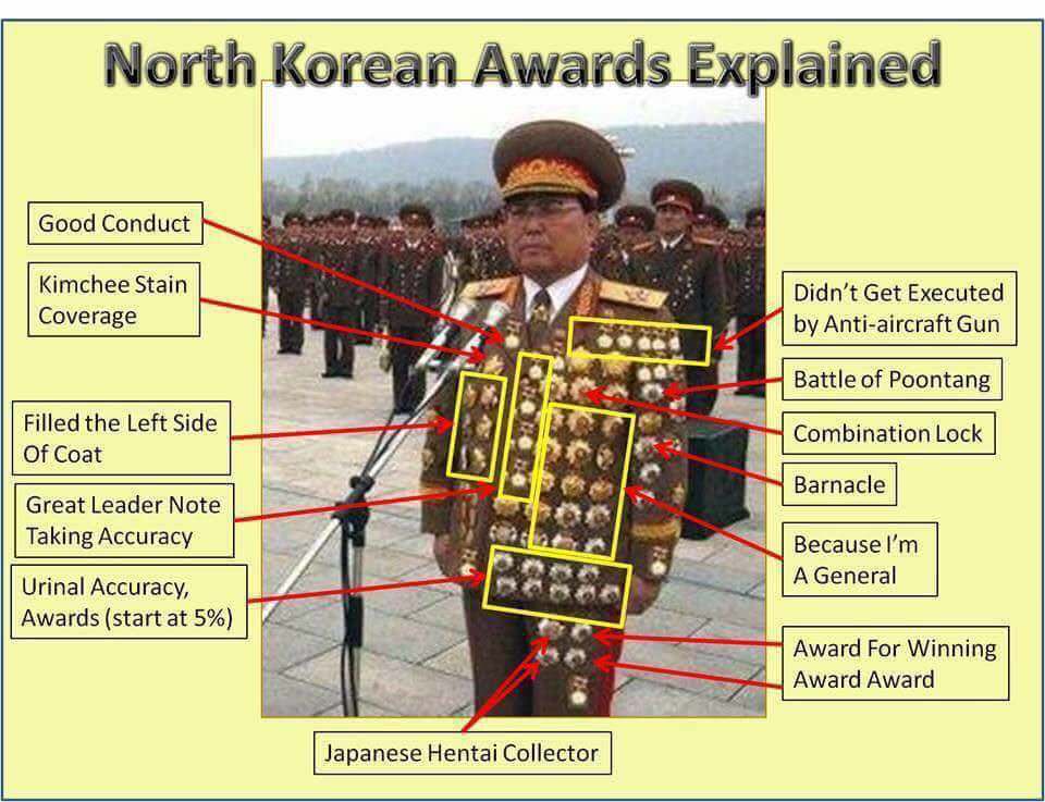 defeat north korea with magnet - North Korean Awards Explained Good Conduct Kimchee Stain Coverage Didn't Get Executed by Antiaircraft Gun Battle of Poontang Filled the Left Side Of Coat Combination Lock Barnacle Great Leader Note Taking Accuracy Because 