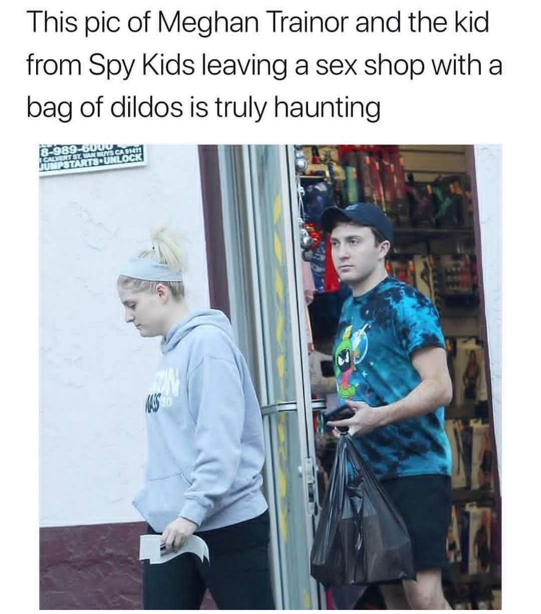 meghan trainor spy kids meme - This pic of Meghan Trainor and the kid from Spy Kids leaving a sex shop with a bag of dildos is truly haunting 896000 Det Sl Annunca