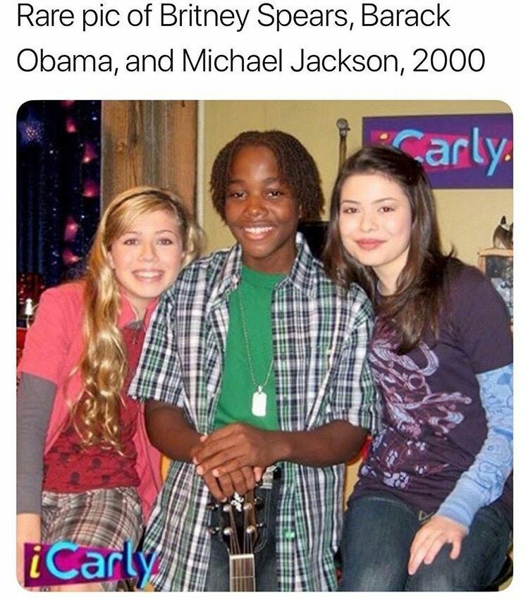 britney spears barack obama - Rare pic of Britney Spears, Barack Obama, and Michael Jackson, 2000 Carly. iCarly