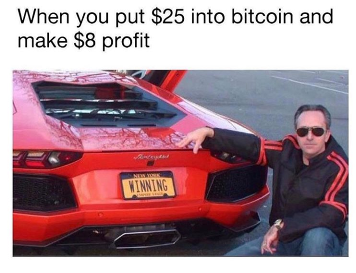 bitcoin winning meme - When you put $25 into bitcoin and make $8 profit Nning