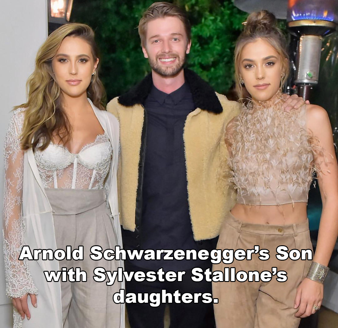 patrick schwarzenegger stallone - Arnold Schwarzenegger's Son with Sylvester Stallone's daughters.