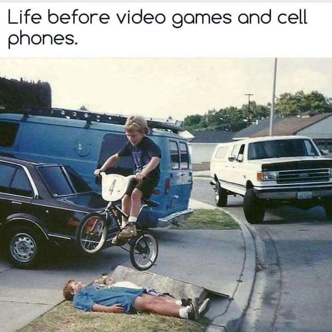kids phones meme - Life before video games and cell phones.