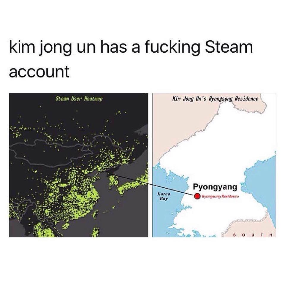 ww3 memes - kim jong un has a fucking Steam account Steam User Heatmap Kim Jong Un's Ryongsong Residence Pyongyang Ryongsong Residence Korea Bey