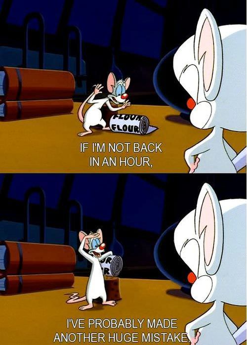 pinky and the brain jokes - Fzoul Elour If I'M Not Back In An Hour I'Ve Probably Made Another Huge Mistake